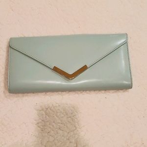 Mint green and gold Aldo clutch